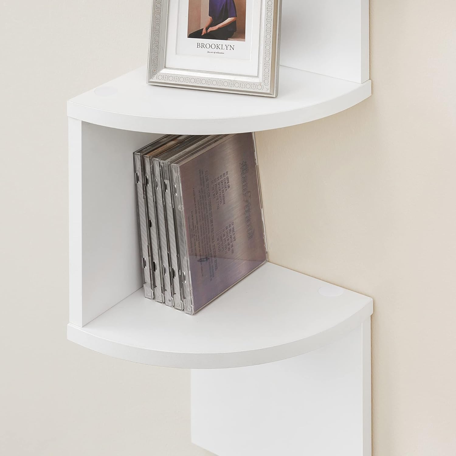 EstanterÍa de Esquina en Pared, EstanterÍa Esquinera de 5 Niveles, Estanteria Libros, para Dormitorio, Sala de Estar, BaÑo, Oficina en Casa, Blanco - 7