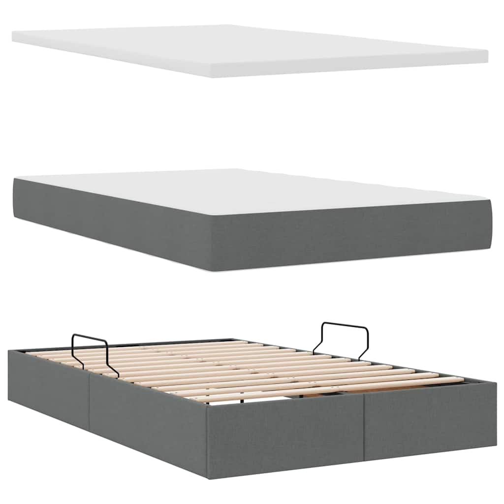 Lit avec rangement et matelas, gris foncé, 120 x 200 cm, velours - 8
