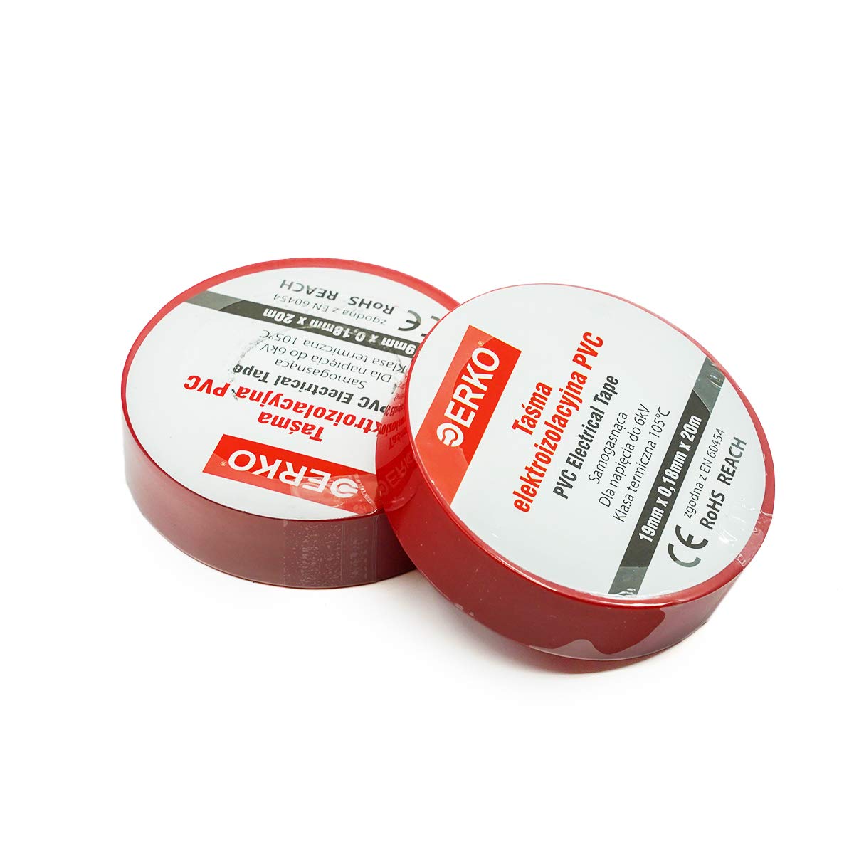 ERKO Nastro Isolante elettrico rosso 19 mm x 20 m 8 Pezzi PVC Per isolare, Riparare e legare, nastro adesivo, Per tensioni fino a 6 kv, elettrici prof - 4
