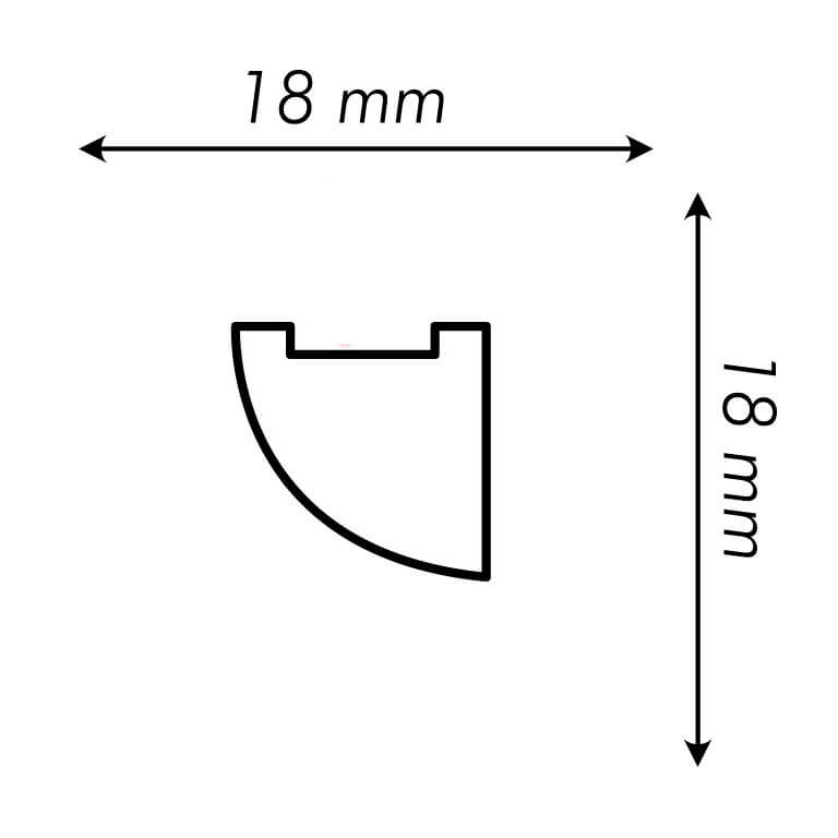 Moldura para LED L1818 - Polimeros extruidos de alta densidad - HIPS - Medidas: 200 x 1,8 x 1,8 cm - Bovelacci - 2