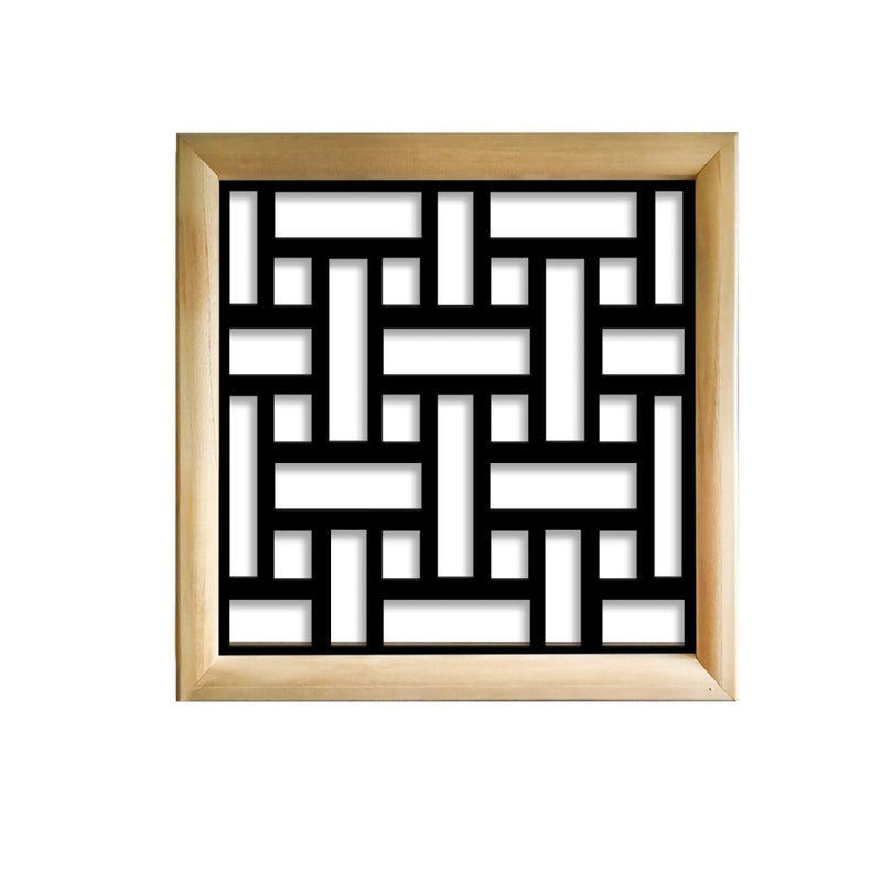 TRAMA - Kwadratowe moduły dekoracyjne z drewna i PVC - Rozmiar 48x48 cm - Grubość 47 mm - Kolor wewnętrzny CZARNY