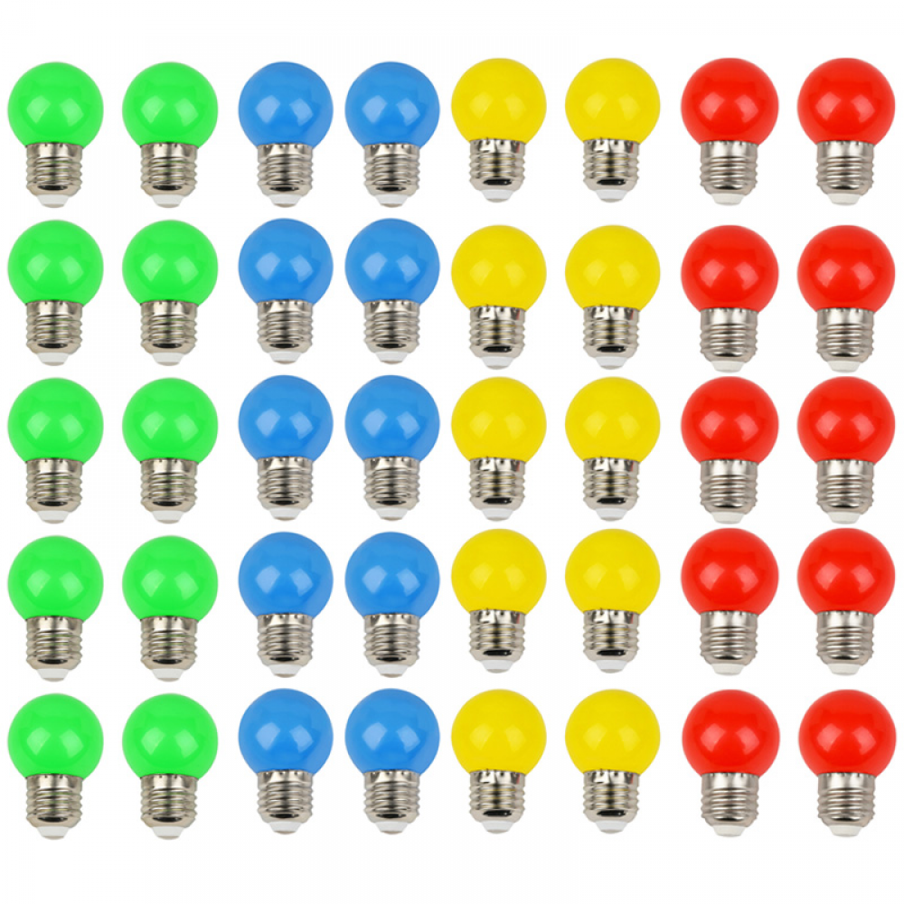 Żarówka LED kolorowa, E27, 3W, światło dekoracyjne mieszane, 40 sztuk