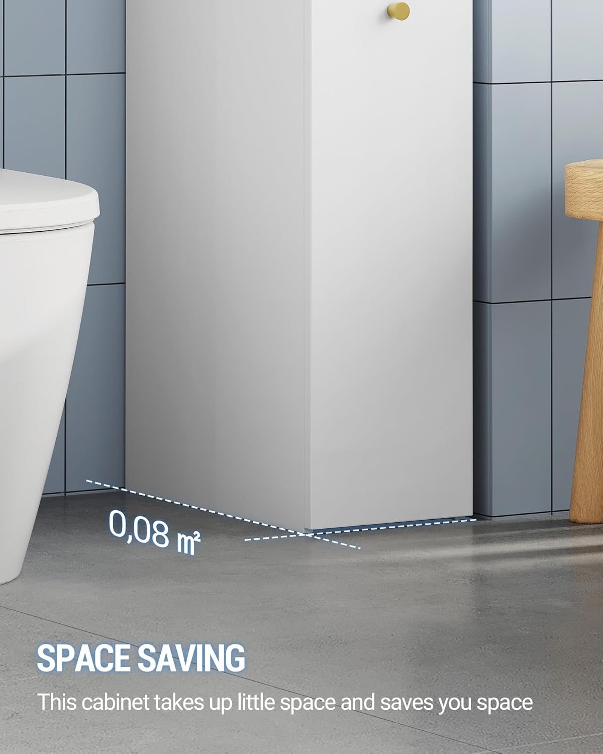Mobile da Bagno, Mobiletto Portaoggetti, Alto, 3 Ripiani Aperti, 40 x 20 x 140 cm, Mobiletto Bagno Salvaspazio, per Bagnos, Soggiorno, Bianco - 6