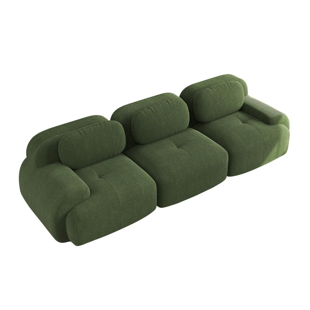 Sofa modulable 3 places en cord premium, rutschfest, sans montage, accoudoirs ergonomiques - 5