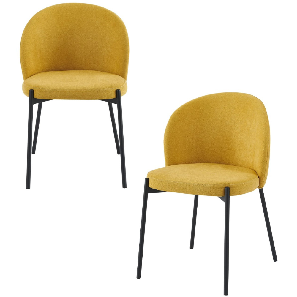 Juego de 4 sillas de comedor, sillón para cocina y salón, tela tapizada y patas de metal, diseño moderno, bar y restaurante - mostaza