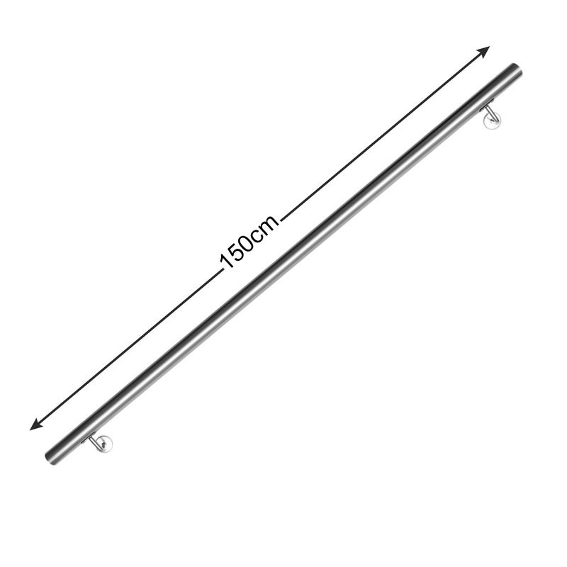 Rampe Escalier 2 Supports Muraux , Rampe d’escalier Main courante acier 304 inoxydable, intérieur&extérieur, 150cm - 2