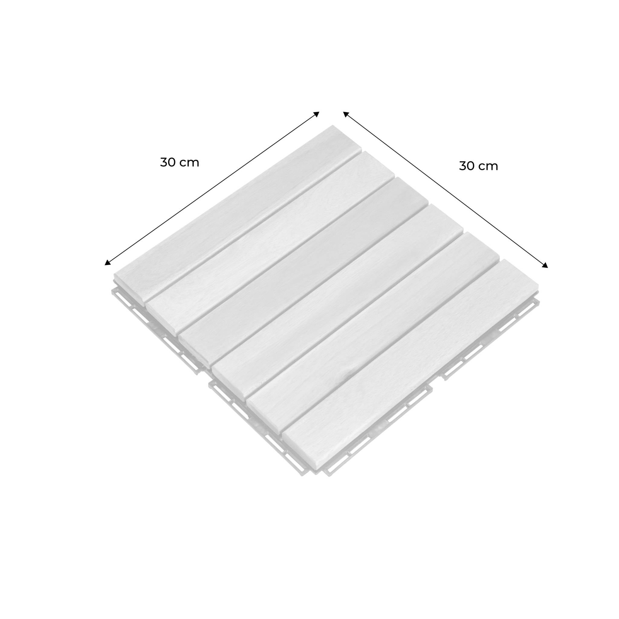 Lot de 36 dalles de terrasses 30x30cm en bois d'acacia. motif linéaire. à lattes. clipsables SARRAFO - 4