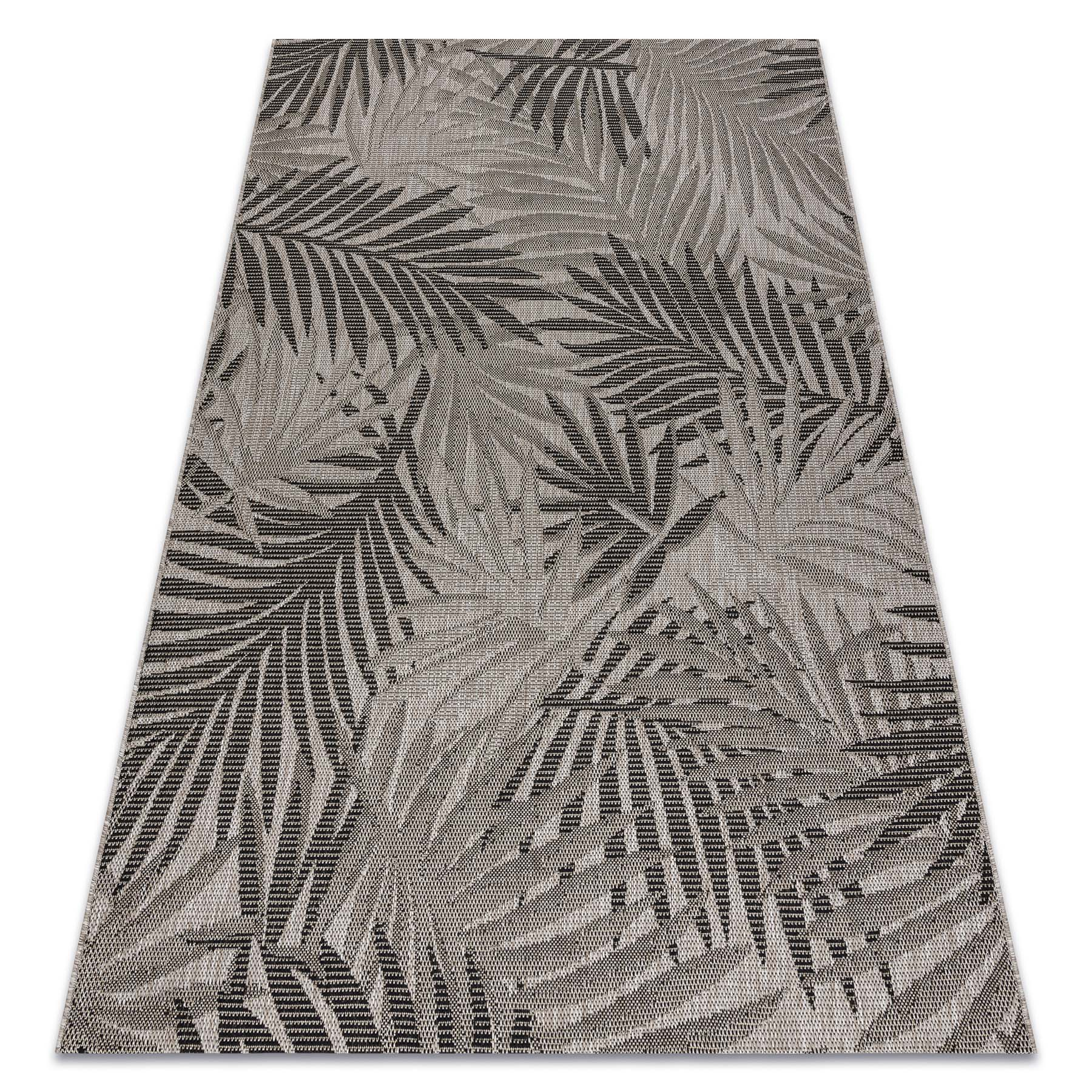 Alfombra de cuerda sisal floorlux 20504 hojas selva plateado/negro 140x200 cm