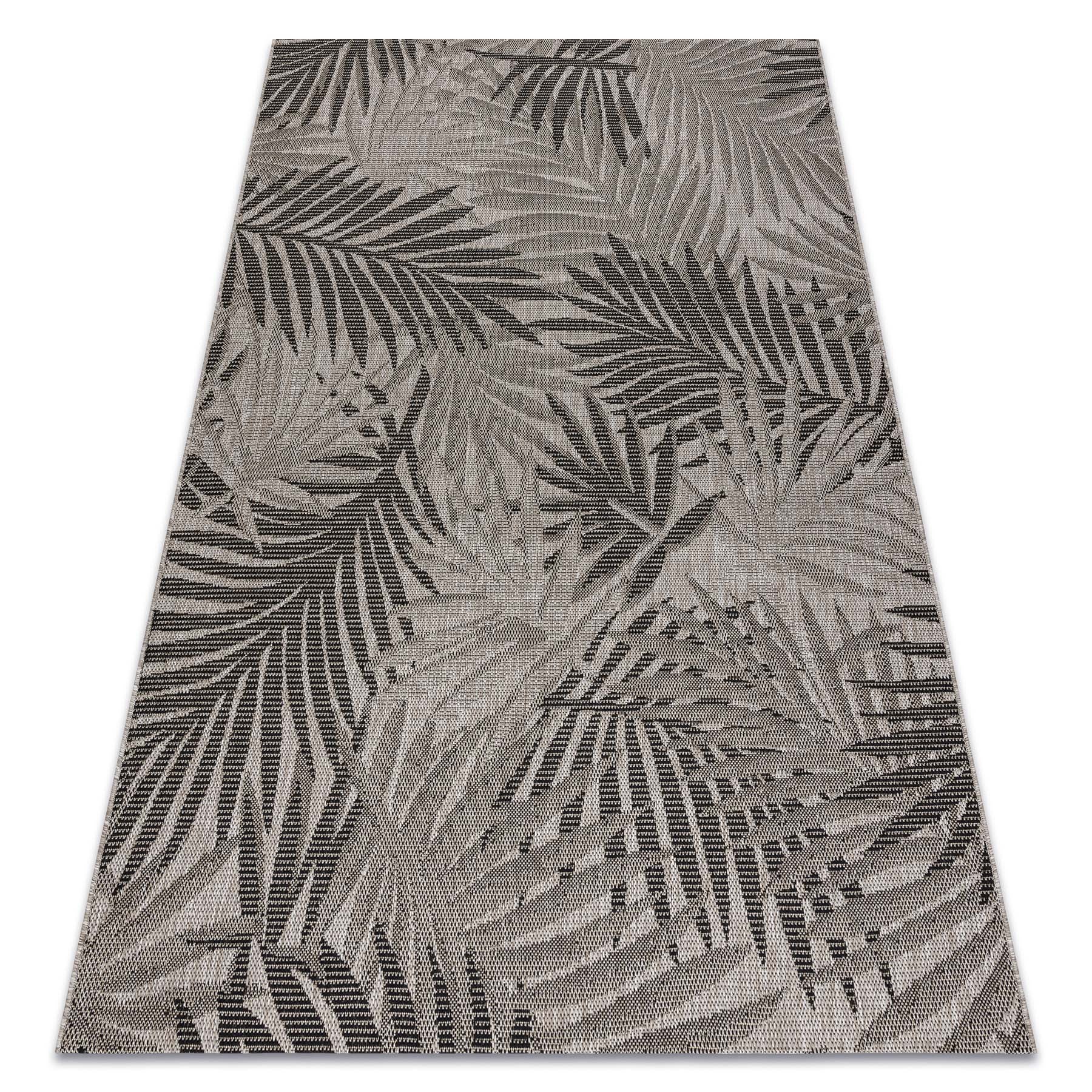 Alfombra de cuerda sisal floorlux 20504 hojas selva plateado/negro 240x330 cm