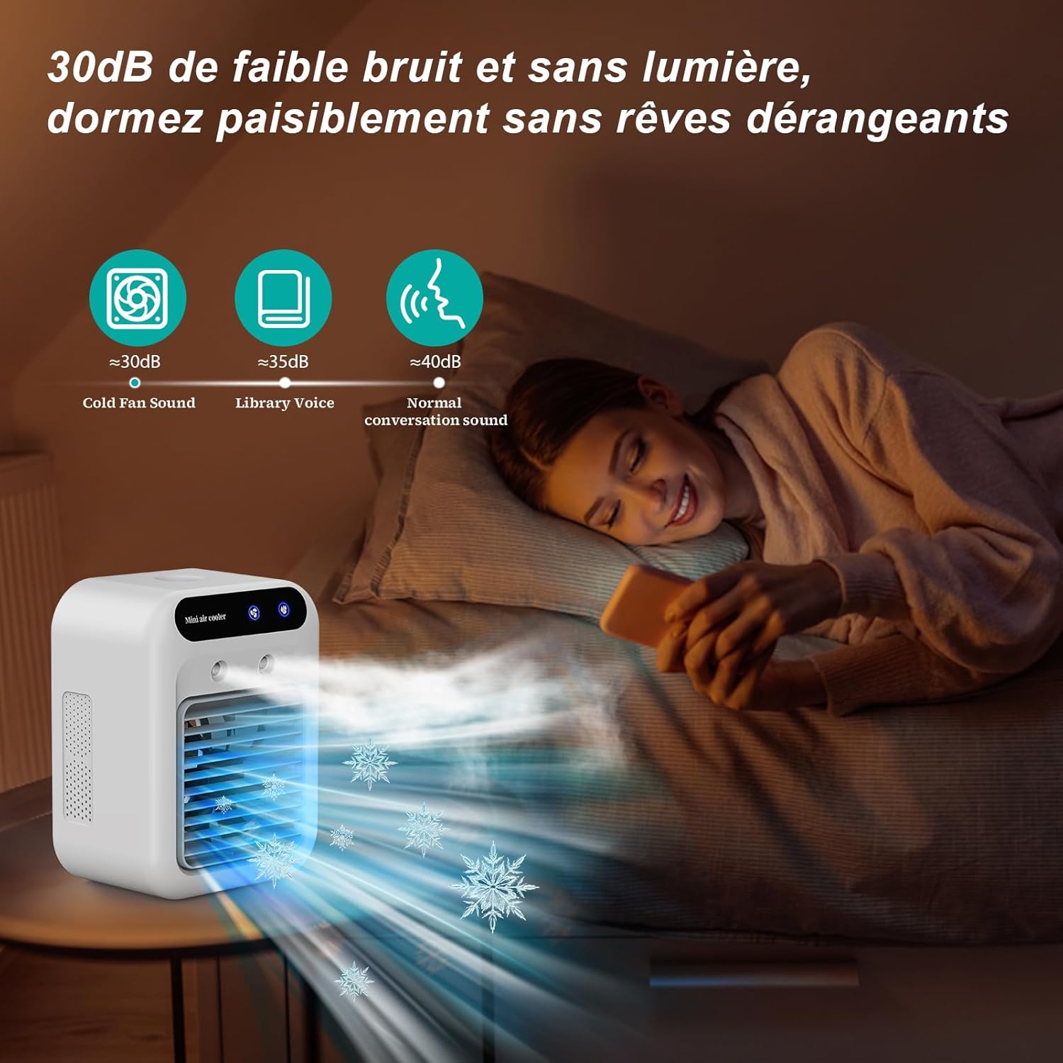 Ar-condicionado portátil silencioso, climatizador portátil de 500ml, mini ar-condicionado, ideal para casa, escritório e camping. - 7