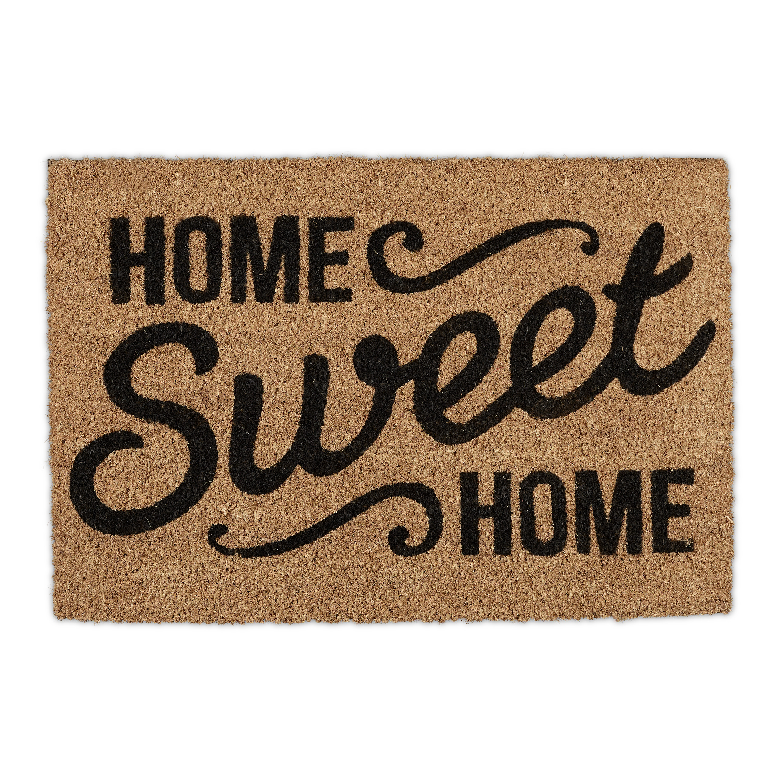 Relaxdays felpudo fibra de coco, diseño home sweet home, tapete puerta, interior y exterior, 40x60 cm, natural y marrón