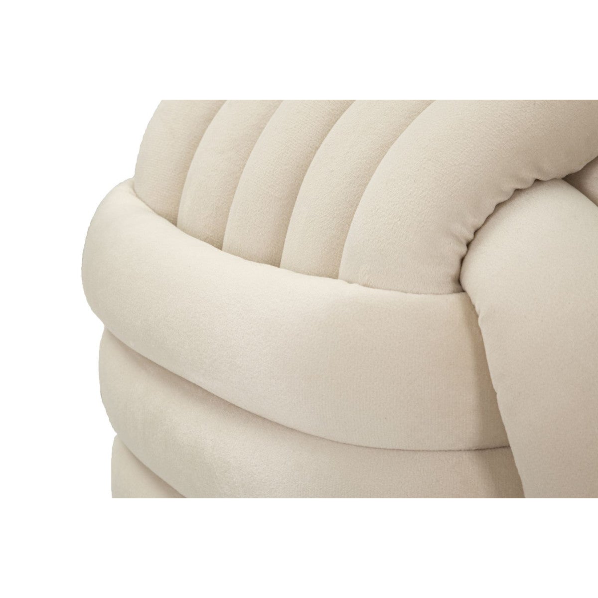 Pouf design intrecciato imbottito in velluto stile moderno Softy - Crema - 5