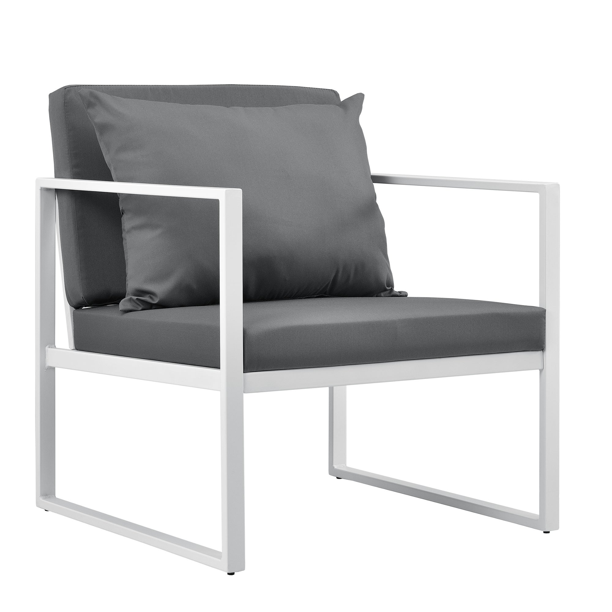 Fauteuil de jardin avec coussin en metal et textilène Blanc - 2
