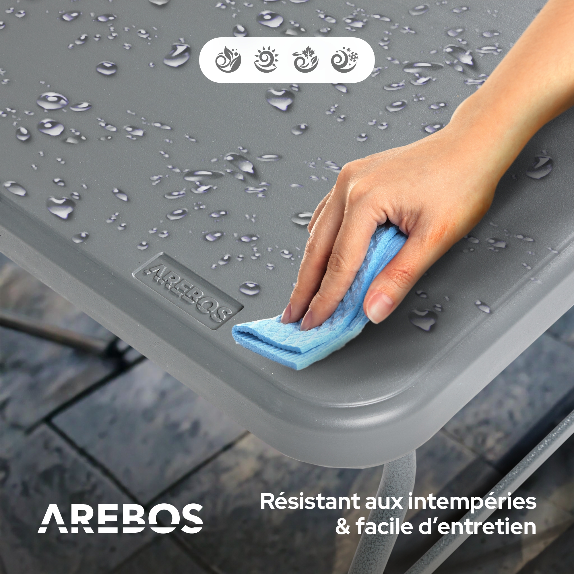 AREBOS 2 x banc à bière pliant, pliable, avec poignée de transport, 183 x 28 x 43 cm, banc pliant, camping, jardin, banc de fête anthracite - 8