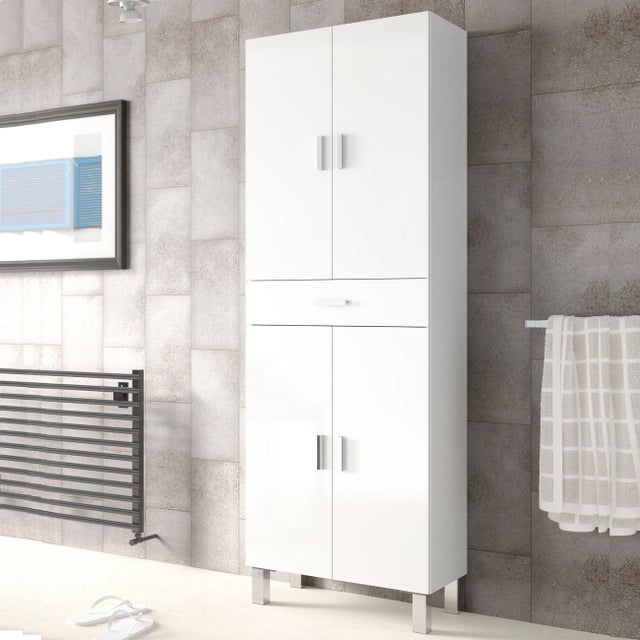 Móvel Coluna de Banho Aruba Branco 60x182x29 cm, Design Moderno e Funcional
