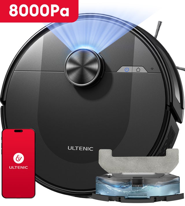 Aspirateur Robot Laveur DL10, Navigation LiDAR, 200 mins d'Autonomie Max, 8000Pa, Contrôle par App & Siri & Alexa & IFTTT, Silencieux