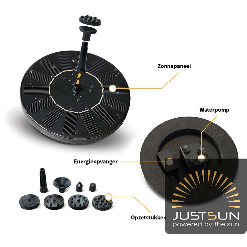 Fontaine extérieure ronde en résine alimentation solaire Fontaine + batterie + éclairage Just Sun - 7