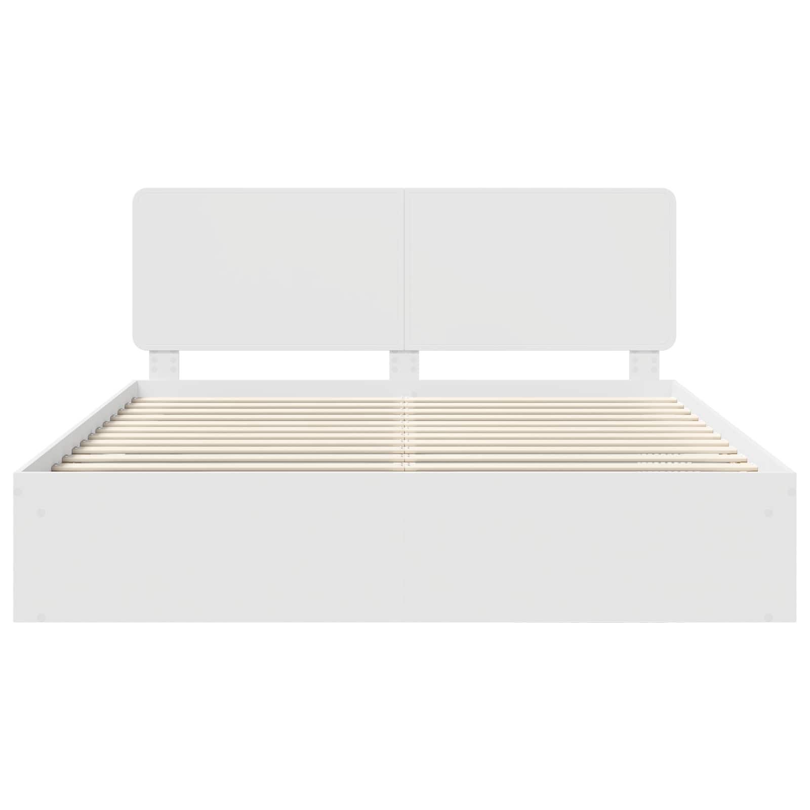 Cadre de lit blanc 200 x 200 cm en bois de pin massif - 7