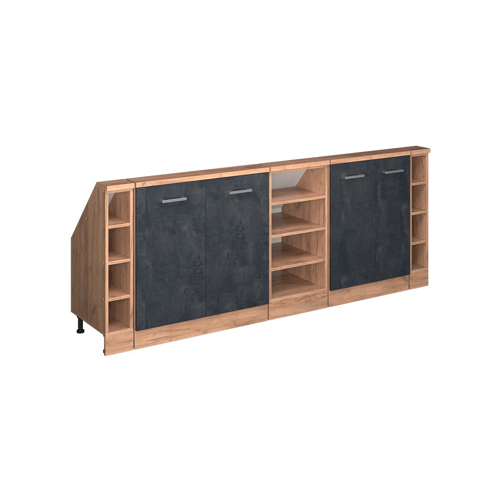 Vicco Szafka kuchenna na dach skośny R-Line, Czarny beton, 210 cm Zestaw 5 sztuk
