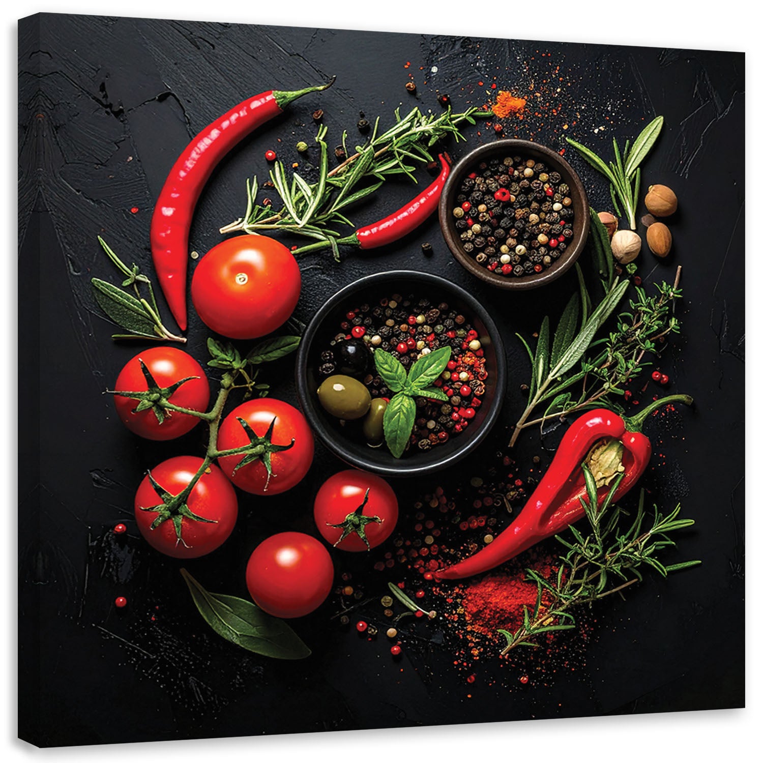 Obraz do kuchni restauracji baru jadalni, Przyprawy Warzywa Pomidory 40x40