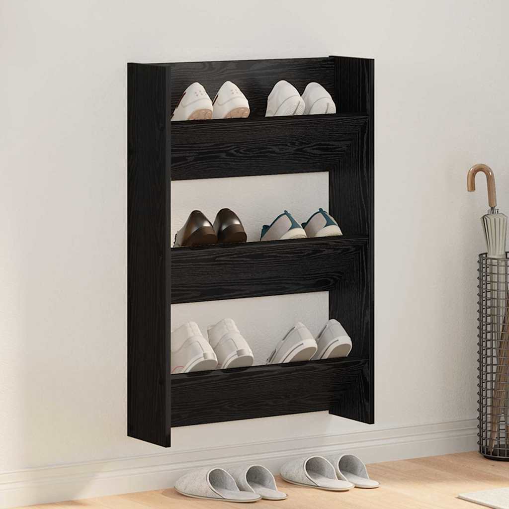 Szafka na buty z półką Czarny Dąb 60 x 18 x 90 cm vidaXL