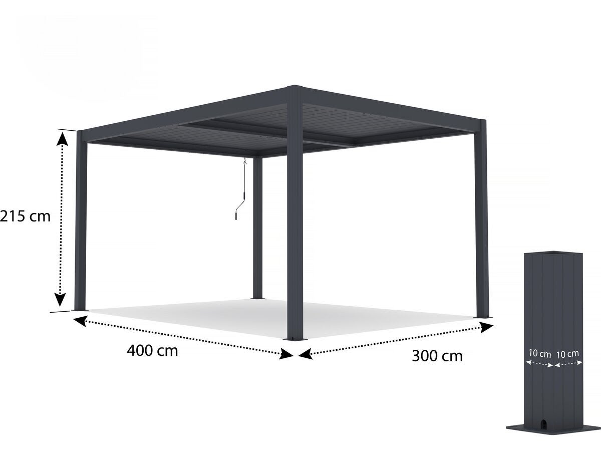 Pergola bioclimatique autoportante Gris en Aluminium 12 m² - 4