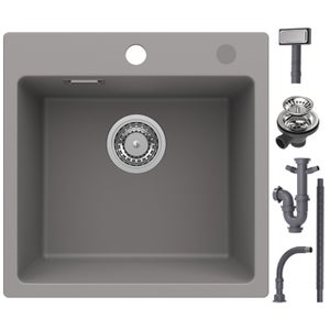 45x45cm Cecipa max Evier Quartz Gris Evier 1 Bac en Quartz et Résine Evier de Cuisine Evier à Encastrer 1 Vasque,EU Modèle