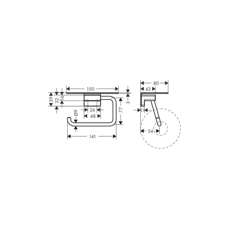 HANSGROHE Porte-papier WC avec tablette chromé AddStoris - 2