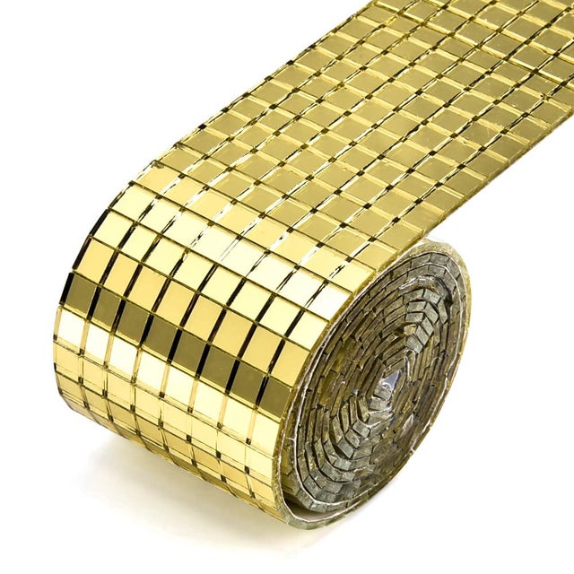 Carreaux de mosaïque miroir autocollants, 1600 pièces - parfaits pour la décoration disco et les loisirs créatifs (5 x 5 mm) - or