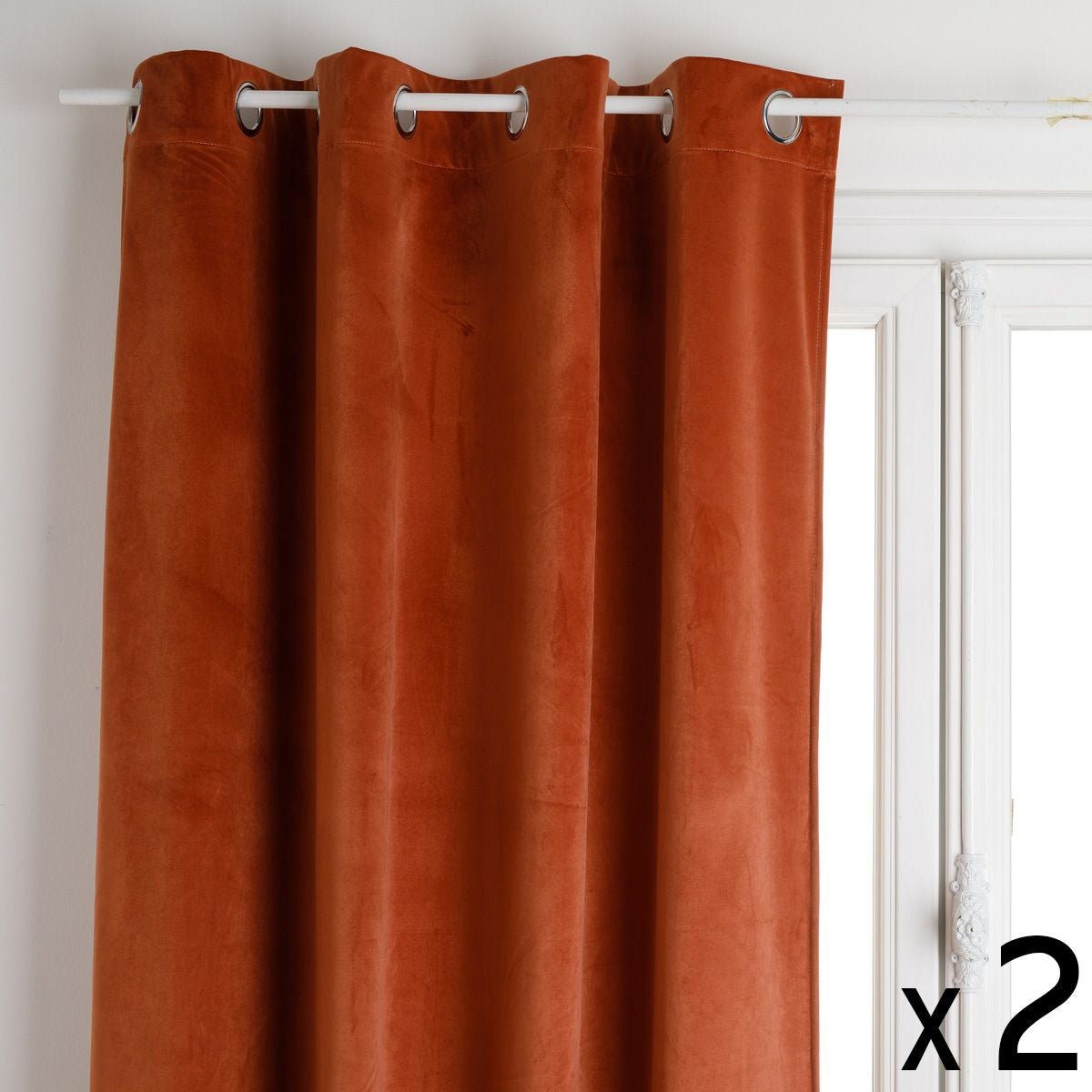 Lot De 2 Rideaux Occultants 140x260 Cm – Moutarde – Uni – Neuf