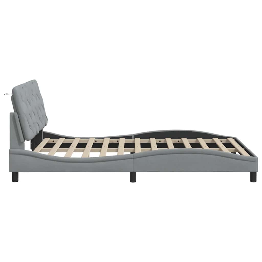Cadre de lit sans matelas, en tissu, gris clair, pour la chambre, 140 × 200 cm - 8