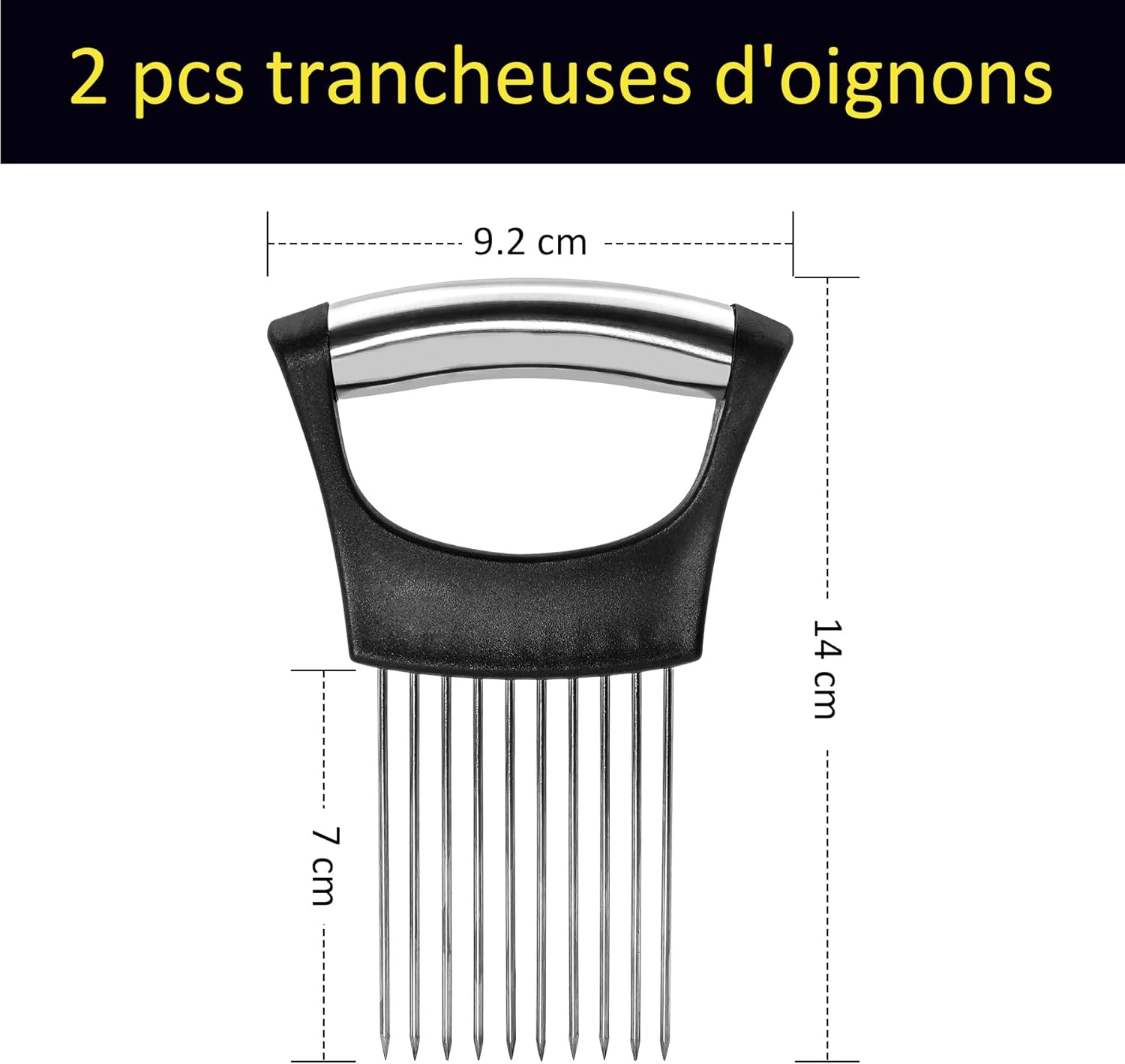 Coupe-oignon Manuel 2 Pièces – Acier Inoxydable, Lame Sûre, Design Antidérapant – Pour Oignons, Tomates, Concombres