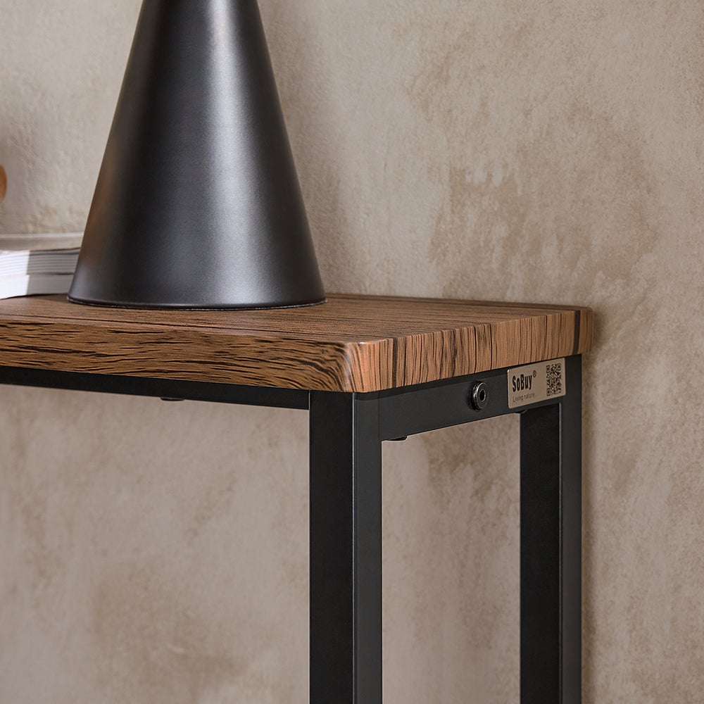 SoBuy Console Étroite avec Plateau en Bois et Pieds Métal - 120cm x 20cm x 80cm- FSB19-XL-N - 5
