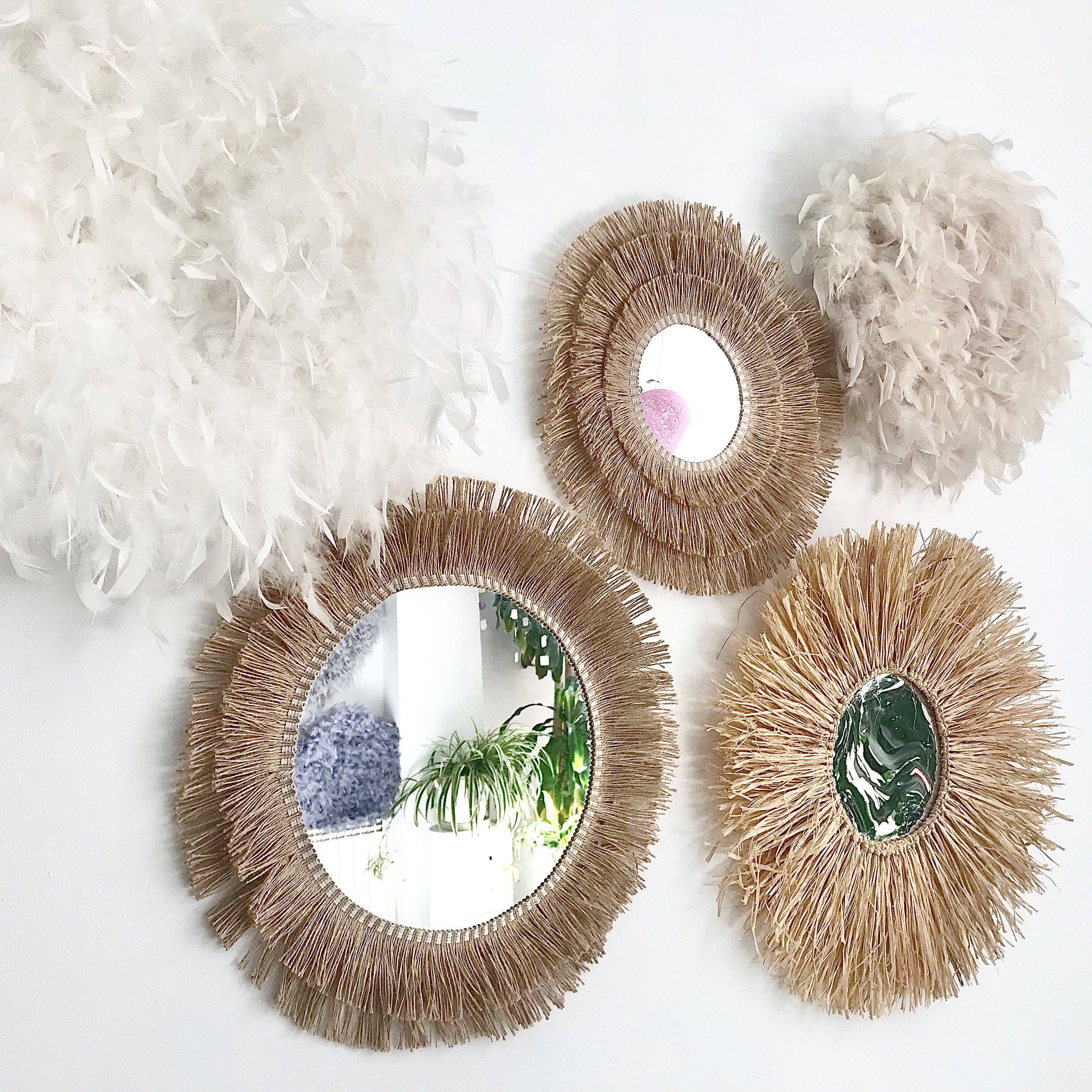 Specchio decorativo rotondo in corda di iuta e fibre naturali, stile bohémien - MIRROR JUTE II 50 cm - 5