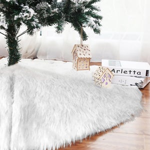 Jupe De Sapin De Noël Blanche De 91,4 Cm En Fausse Fourrure Pour Sapin