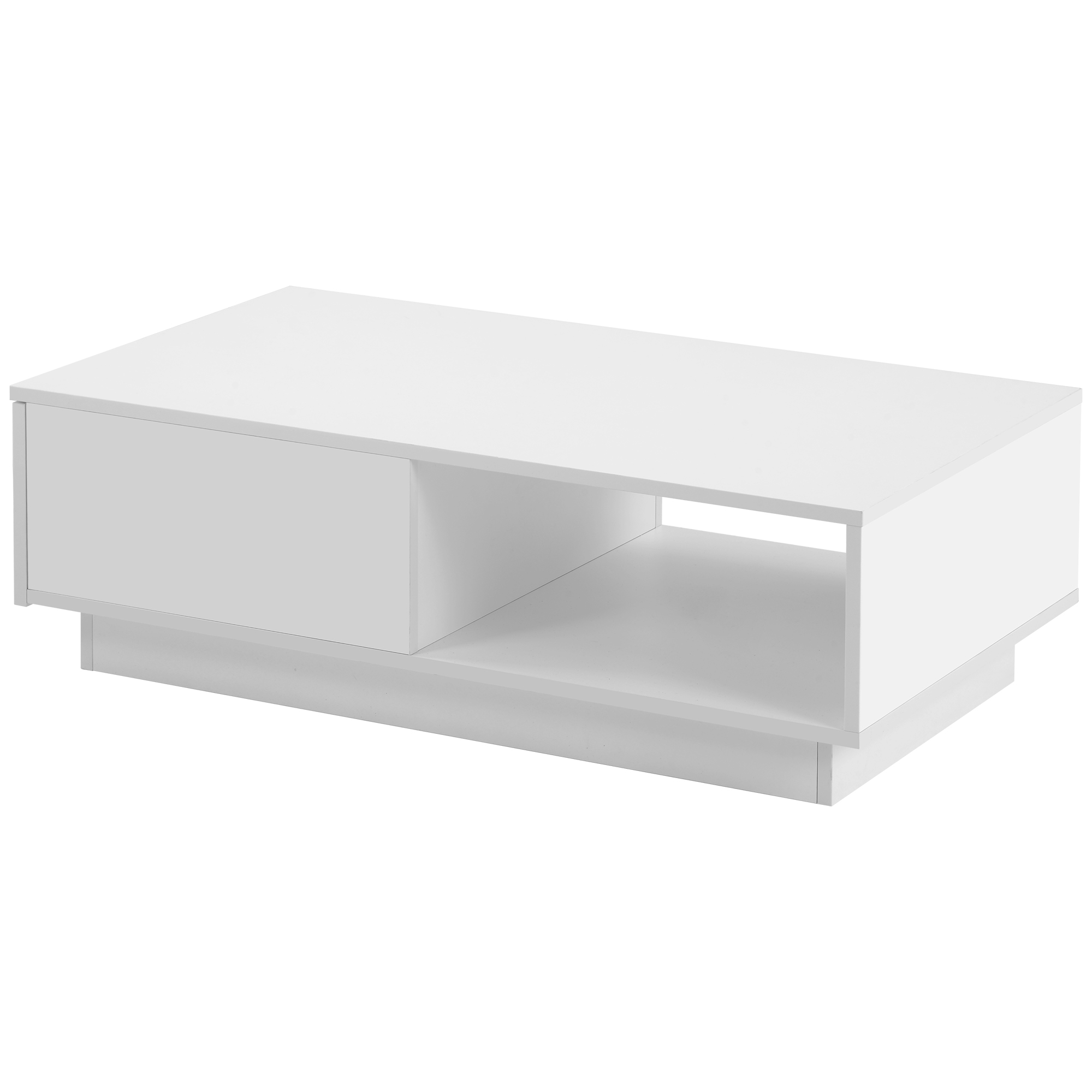 Tavolino da Salotto Lucido 95x55x32cm con LED 15 Colori Bianco Arredamento Moderno - 2