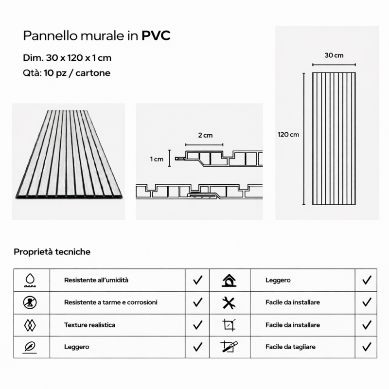Panel dekoracyjny z PCV z efektem drewnianych listew, zestaw 10 sztuk, 120x30 cm, okładzina ścienna w kolorze orzecha - 4