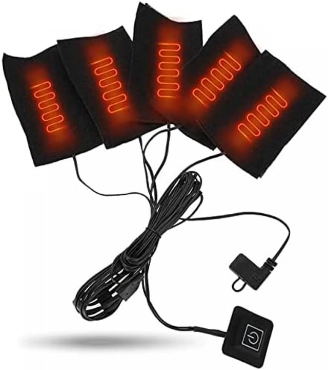 Calentador de tela eléctrico USB, cinco almohadillas térmicas plegables impermeables portátiles de temperatura ajustable para elemento calefactor má