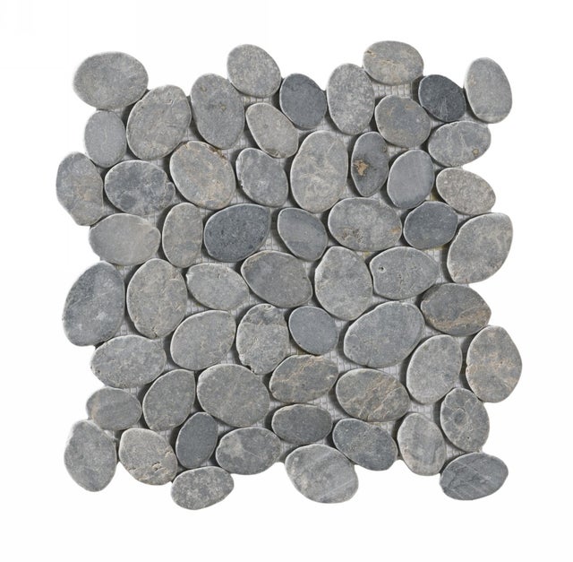 Lot de 11 plaques de galets lisses - gris - 30x30 cm (Paquet 1m²)