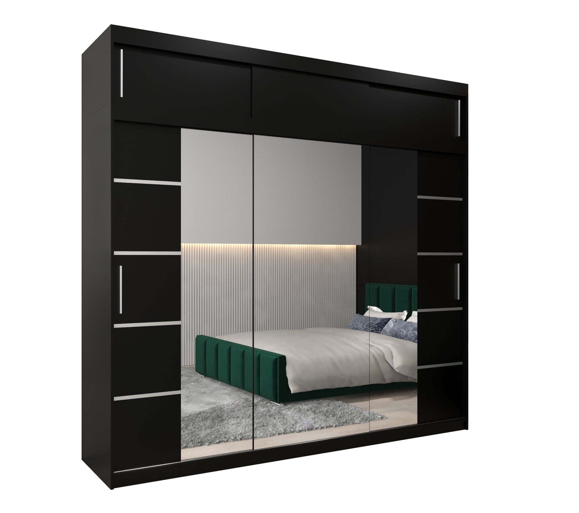 Szafa przesuwna z nadstawką garderoba Verona 4 250 x 62 x 240 cm Czarny + Czarny - Abiks Meble