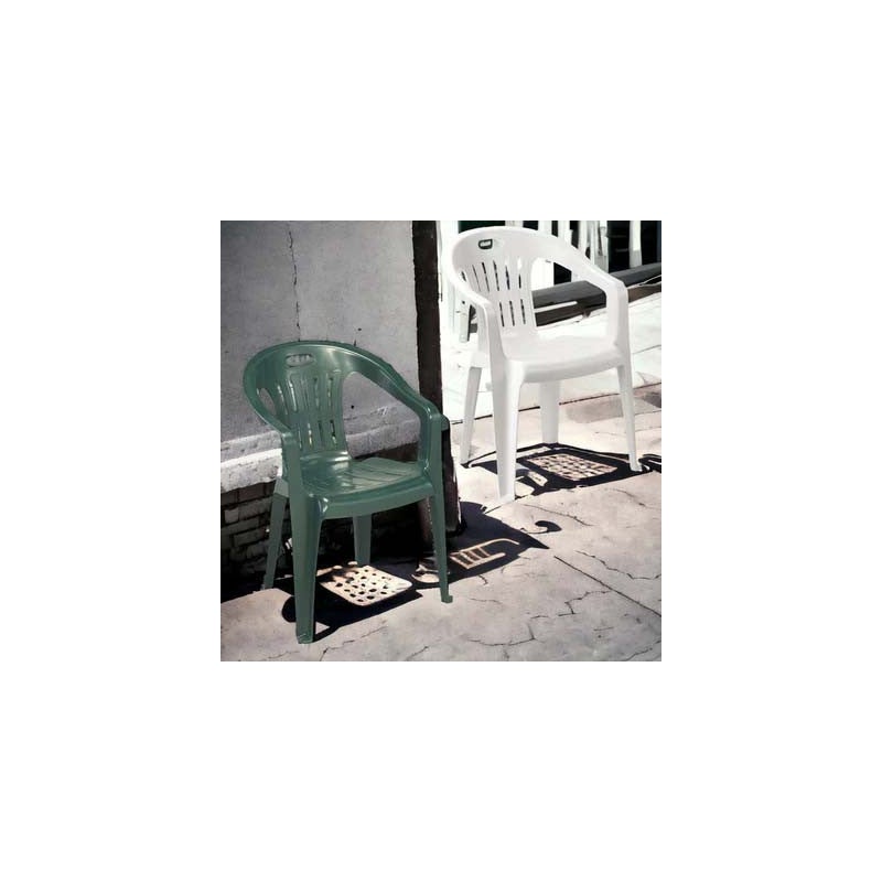 Chaise de jardin en résine monobloc empilable verte Piona - 2