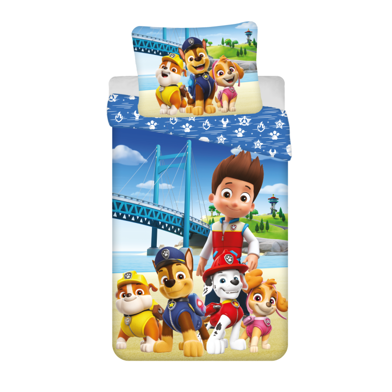 Parure De Lit Officielle Pat’ Patrouille – Housse 140x200 Cm + Taie 63x63 Cm – 100% Coton – Enfants