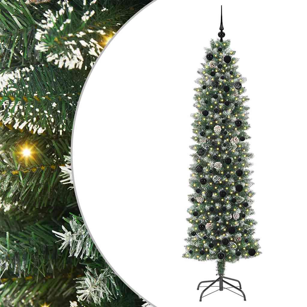 Sztuczne smukłe drzewo bożonarodzeniowe Zielono-biały 210 cm
