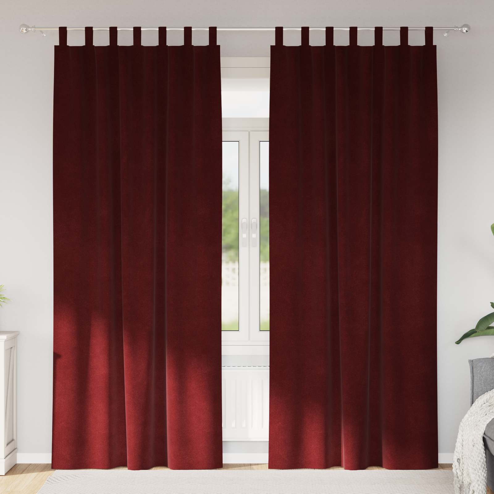 Zasłony zaciemniające 2 pcs Czerwone wino 140 x 225 cm Aksamit vidaXL