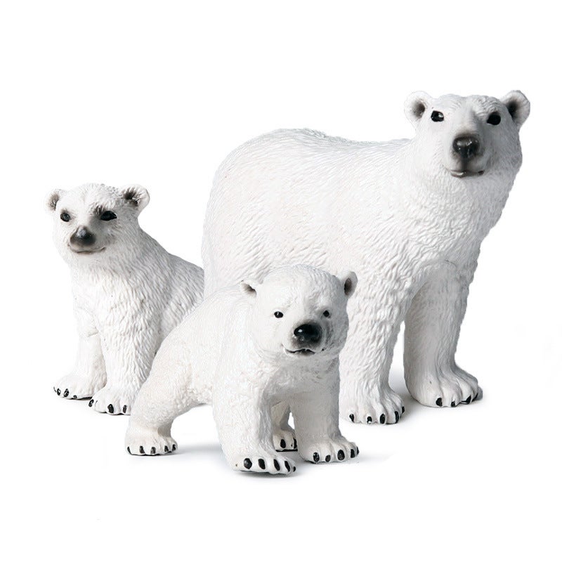 Zestaw realistycznych figurek niedźwiedzi polarnych (3 sztuki)