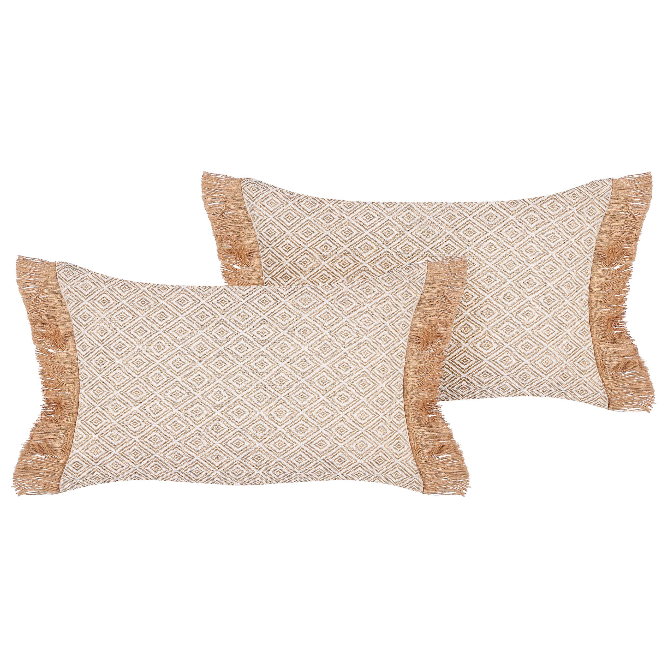 Beliani conjunto de 2 cojines decorativos boath 30 x 50 cm beige liso