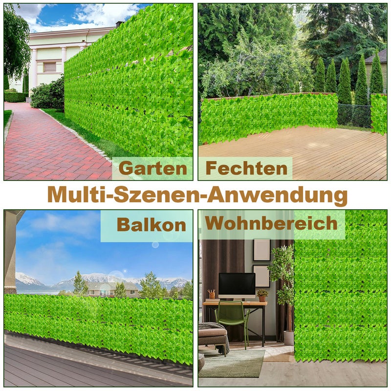 Haie Artificielle en Feuille, Brise-Vue Artificielles Décoration Murale et Écran d’Intimité pour Intérieur Extérieur(100x300cm, vert) - 8