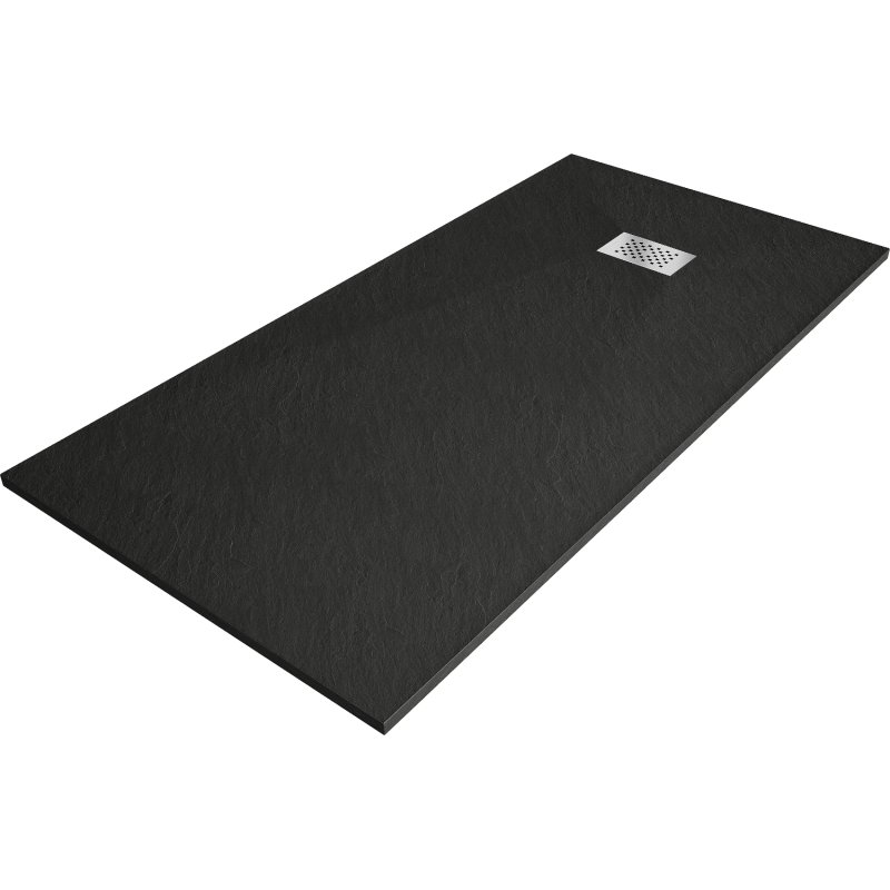 Mexen Hugo brodzik prostokątny SMC 170 x 90 cm, czarny, maskownica inox - 42709017-X