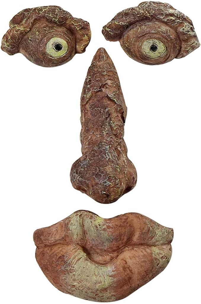 Décoration de jardin en résine représentant un visage d'arbre, sculpture d'elfe des bois à l'écorce texturée, ornement créatif pour cour extérieure - 4