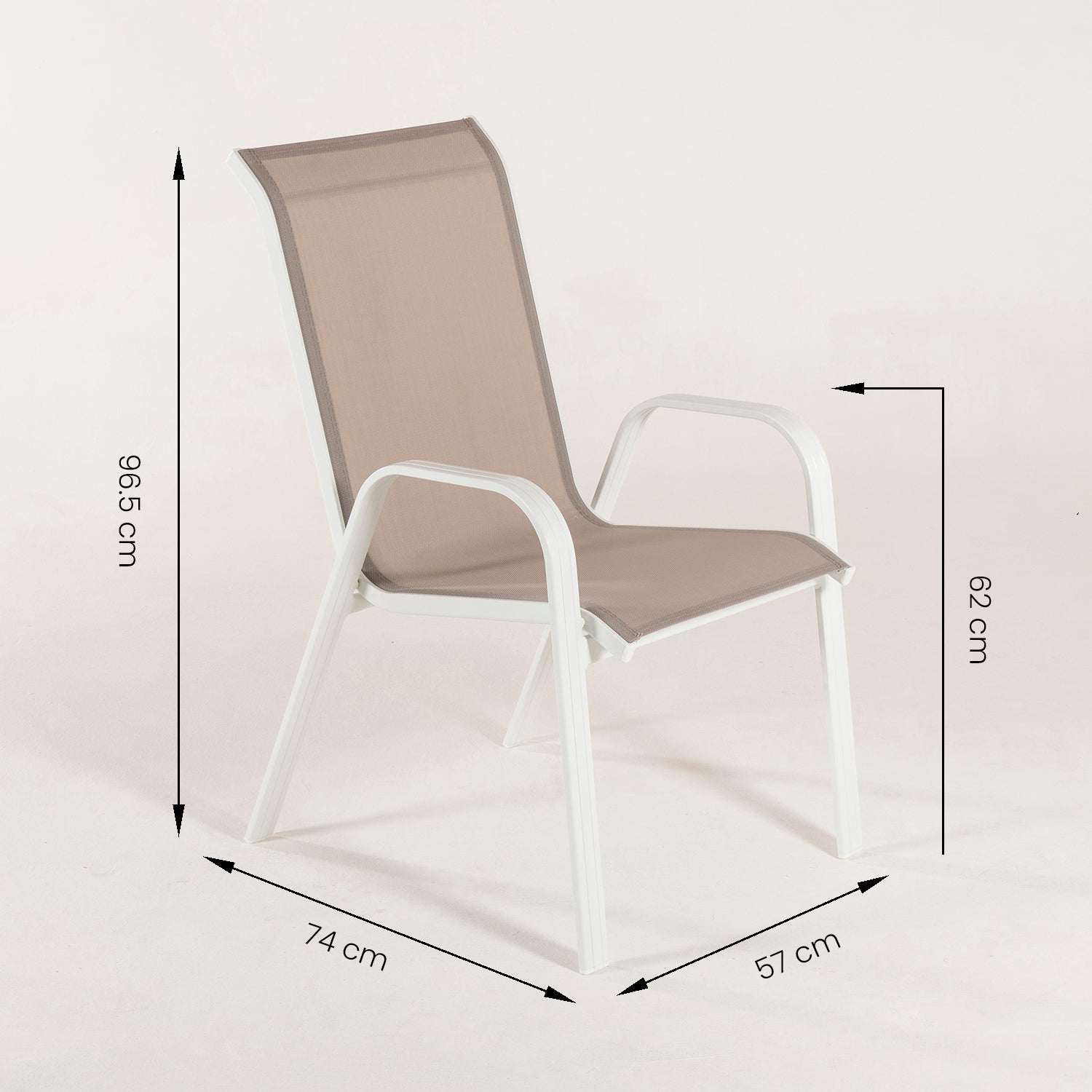 Sillón de terraza apilable en aluminio blanco reforzado de alta estabilidad - 7